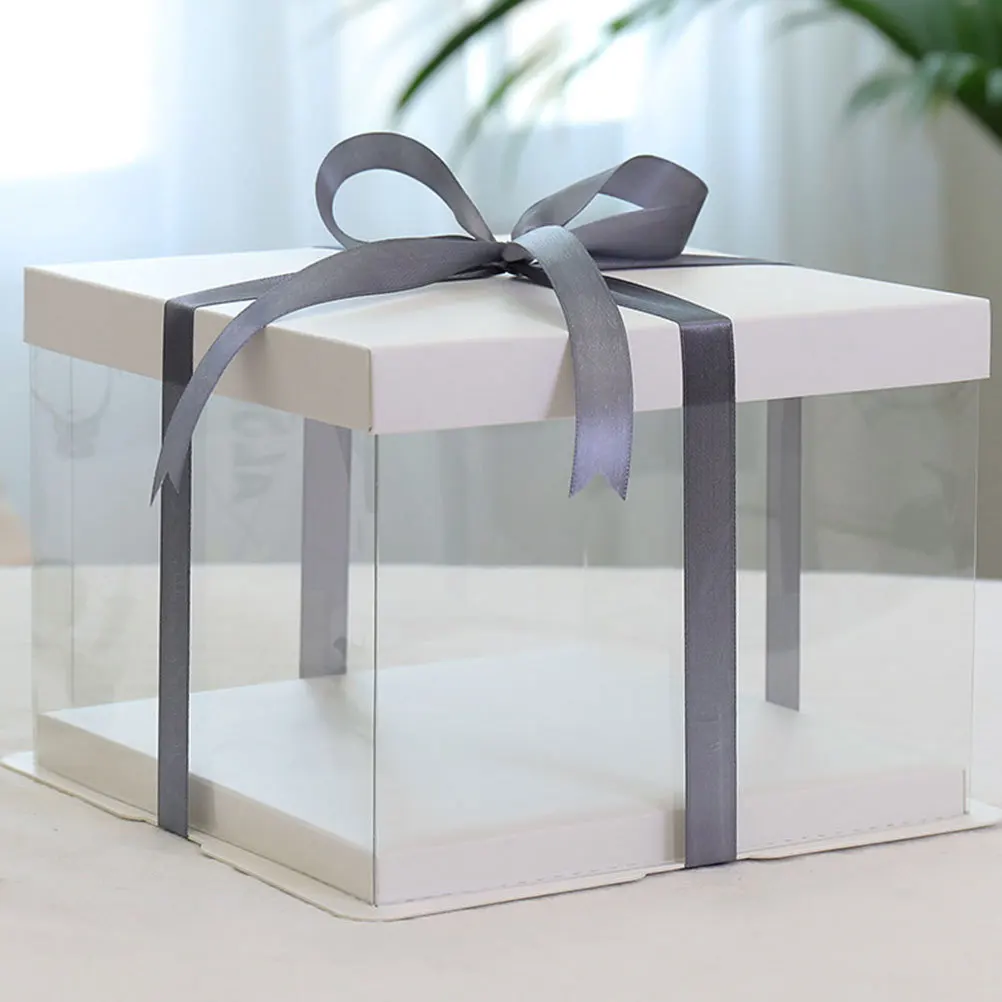 

2Pcs 8inch Clear Cake Box Craftsmanship No Harmful Substances Birthday Dessert Container Transparent Cake