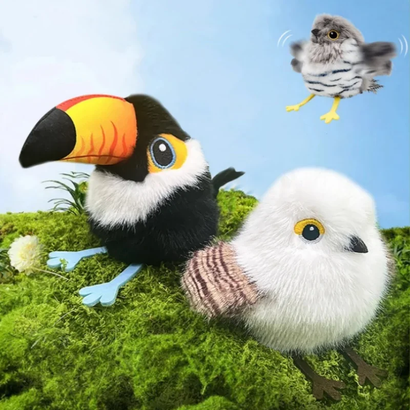 Rechargeable sensing tapping bird cat toy cat paw tactile activation indoor hunting interactive plush sound toy