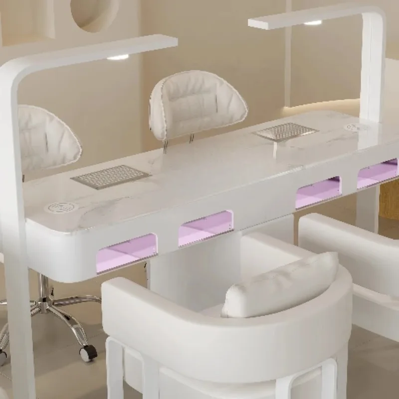 Modern Drawer Nail Desk Led Light Manicure Tables Nail Salon Vacuum Cleaner Estetista Replica Tavolo Manicure Hotel Furniture
