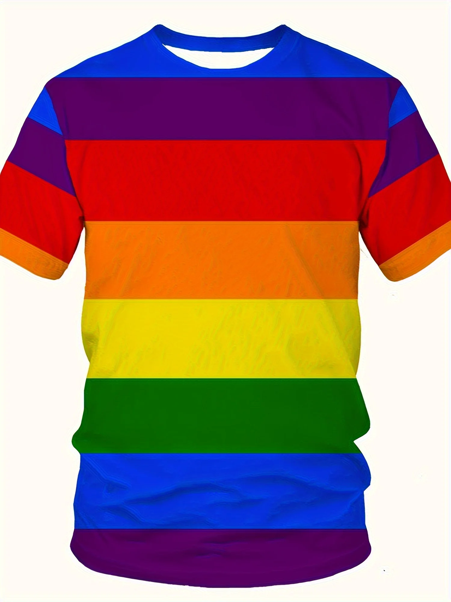 

Men'S Plus Size Rainbow Flag Print Athletic T-Shirt - Breathable Moisture-Wicking Y2K Summer Tee with Short Sleeves, Round Neck