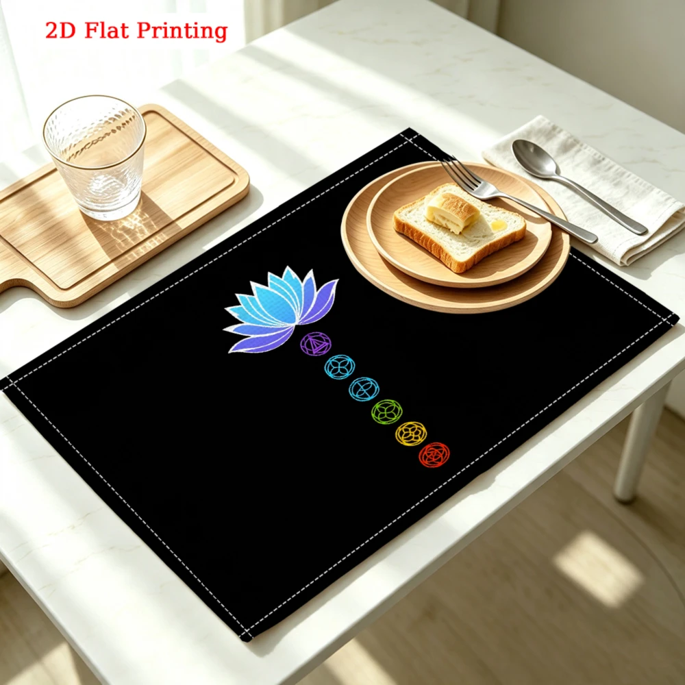 Chakra Lotus Design Kitchen Placemat Chakra Lotus Design Linen Pad Dish Coffee Cup Table Mat 1PC 30x40cm