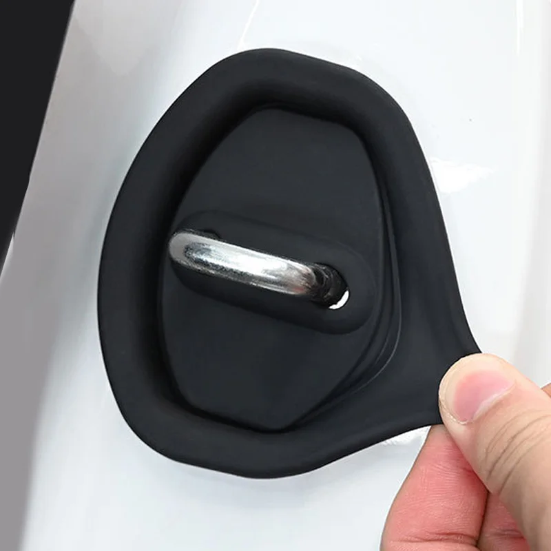 Amortiguador de puerta de coche, Protector de cerradura de puerta Flexible Universal, pestillos de cerradura de puerta de coche de silicona, accesorios adhesivos de cubierta