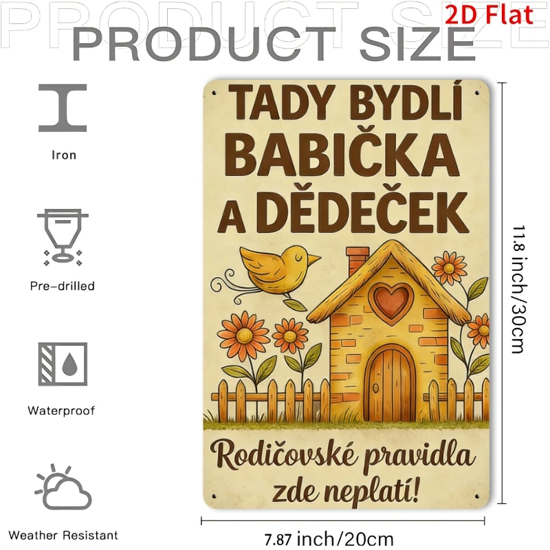 2D Flat - 1pc Vintage Square Iron Sign: Grandma And Grandpa'S House: Mom And Dad'S Rules Don'T Apply，Wall Decor