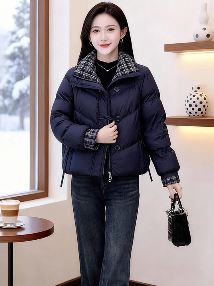 

Утепленная хлопковая куртка на молнии для женщин, модная, трендовая, короткая, в корейском стиле, для повседневной носки, свободного кроя