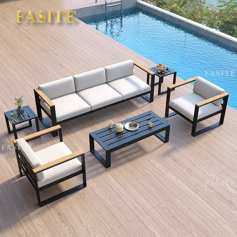 For Garden Furniture Sunscreen Aluminum Alloy Outdoor Sofa Villa Terrace Leisure Combination Set Weather Resistant Durable