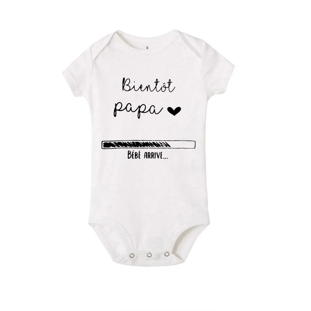 Daddy Baby Is Coming Soon Baby Romper Announcement Pregnant Newborn Toddler Jumpsuit Summer Clothes Presents Infant Shower Gifts