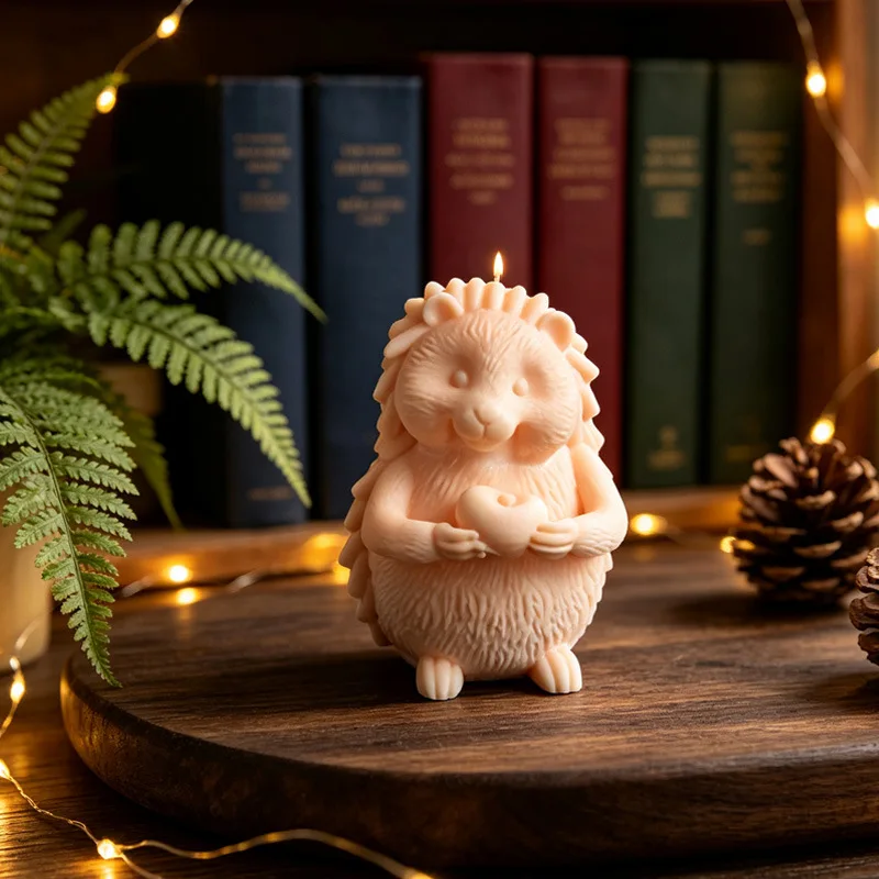 3D Hedgehog Heart Scented Candles Silicone Mould DIY Aromatherapy Candle Gypsum Making Tools Mold Home Valentine Decor