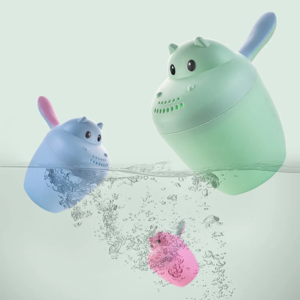 아기 샴푸컵 만화 하마 핑크 아기 목욕 샤워캡 사용하기 쉬운 눈 보호 재미있는 어린이 생일 선물 목욕 물받이