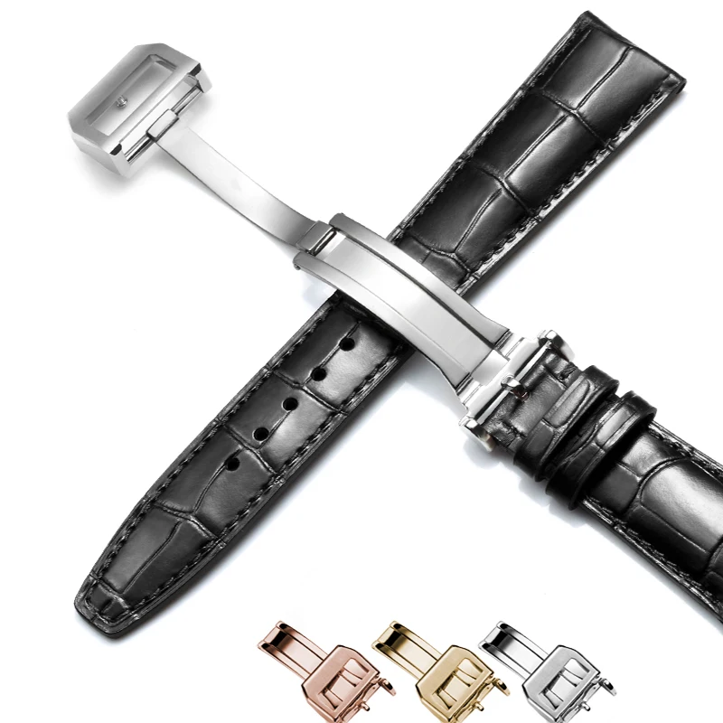 20mm Watch Band for IWC Portofino Mark Replacement Leather Strap Watch Black Coffee Blue Watch Belt Men's Bracelet Hombre Correa