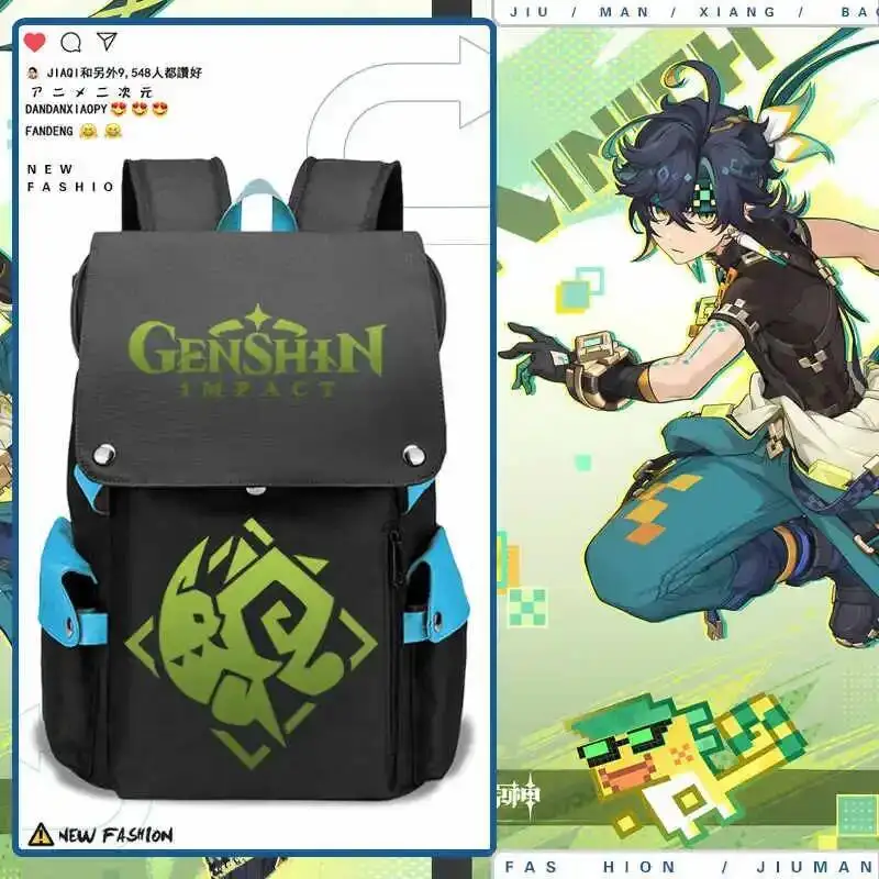 

2025 Game Genshin Impact Kinich Theme Fashion Backpack School Student Knapsack Anime Cosplay Handbag Messenger Bag Gift