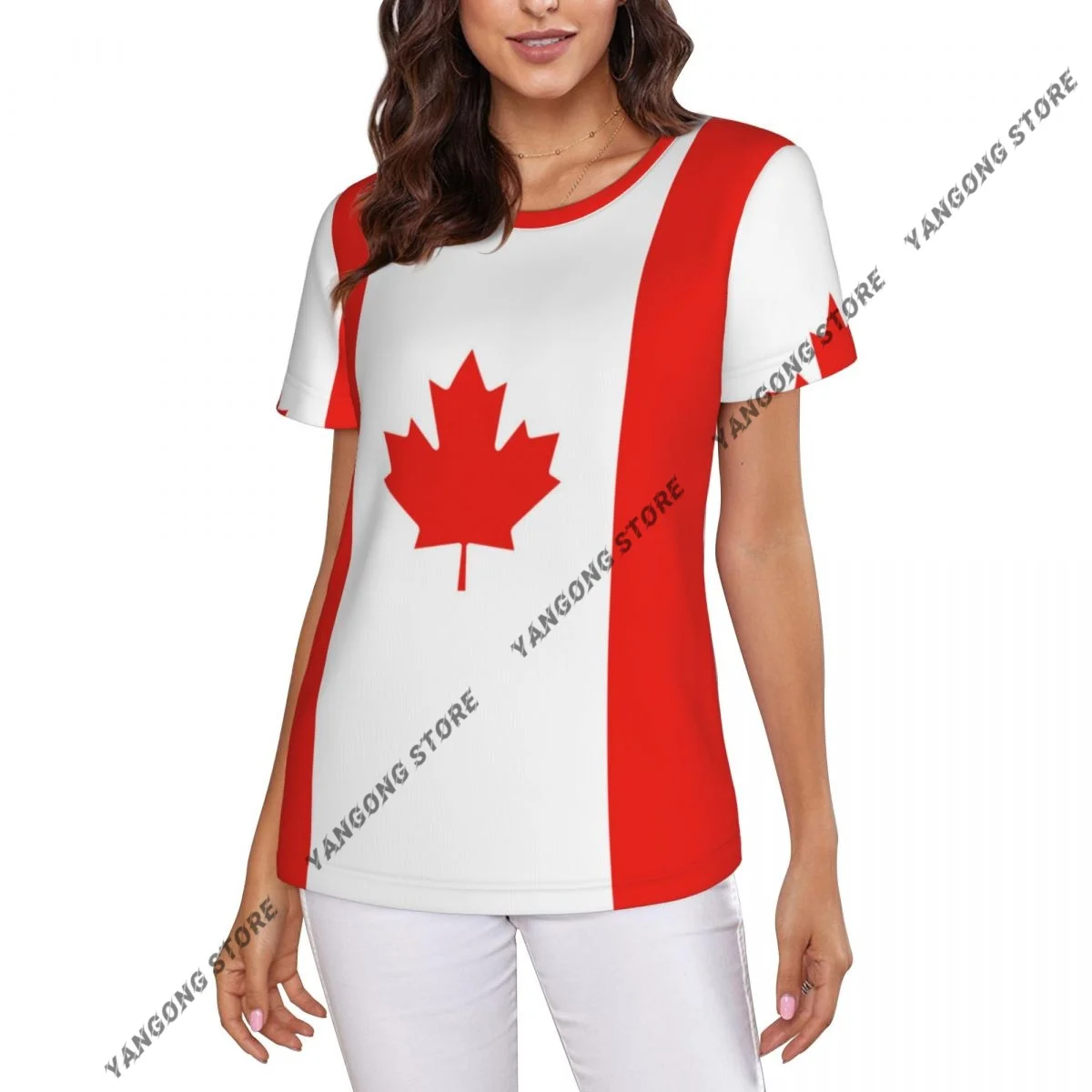 Women's T-shirt Canada Canadian Flag Tshirt Women Casual O-Neck Short Sleeve Tops Tees Clothing