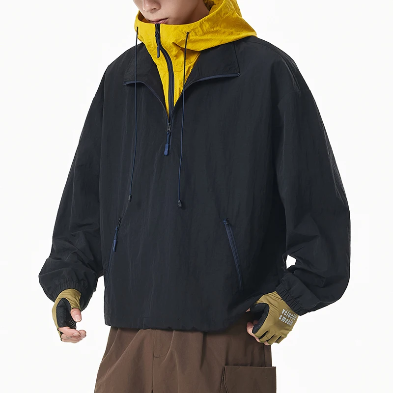 Unisex Colorblock Two-Piece Shirt Jacket – Quick-Dry Water-Repellent Hooded Outerwear for Spring & Autumn 2026