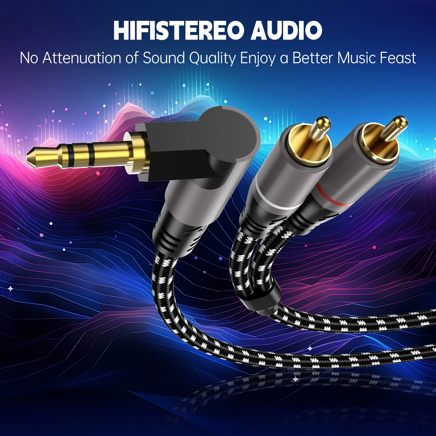 الكوع 3.5 مللي متر إلى 2RCA كابل Aux كابل الصوت 3.5 جاك إلى 2 RCA ذكر محول الفاصل ل صندوق التلفزيون فيديو مكبر للصوت المتكلم سلك الحبل