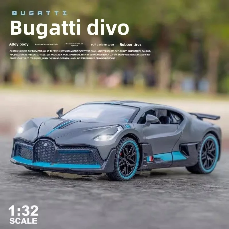 Simulación Bugatti Divo Supercar coche en miniatura de aleación metal tirar hacia atrás sonido y luz coche de juguete regalo de cumpleaños