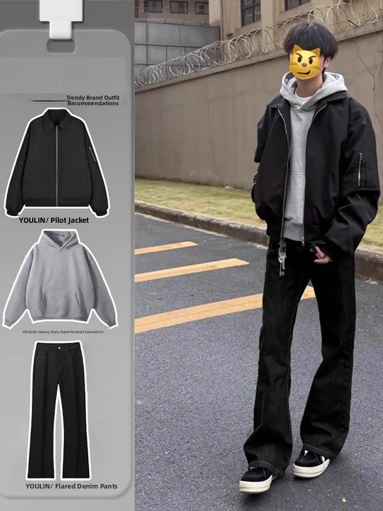 

Bla MA American Flight Jaet Coat для мужчин ort Baseball Sle Осенний комплект Cleanfit Повседневная спортивная одежда Длинные брюки све