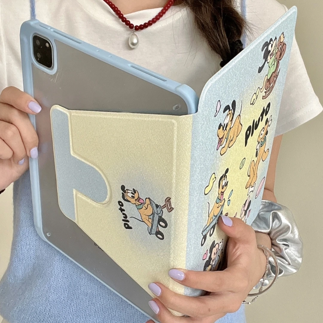 Disney-Smart Leather Cover avec porte-crayon, rotation à 2022 °, étui pour iPad 10e génération 360, iPad 9 8e 7e 10.2 Air 5 4