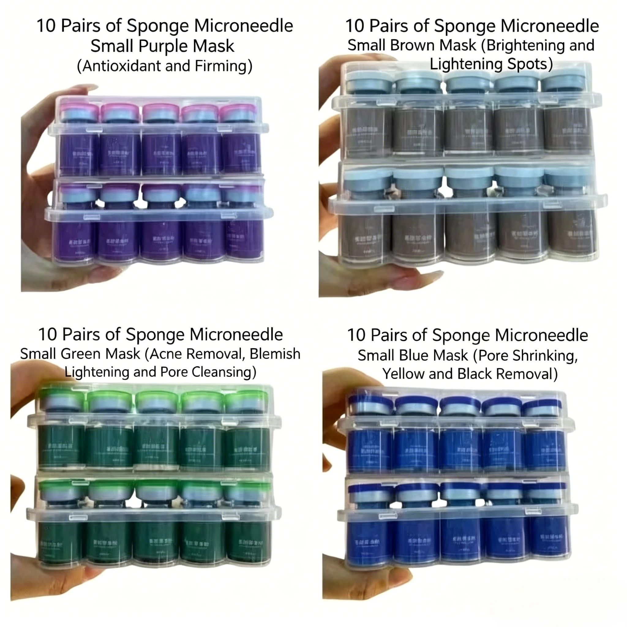 10 Pairs Strengthened Blue Algae Sponge Spicule Mask Microneedling Non Irritating Exfoliate Oil Balancing Facial Renew Care Set