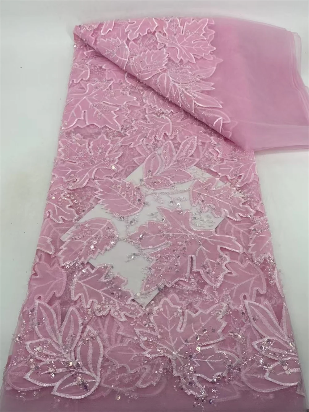 High-End Luxury French Embroidery chiffon Lace Fabric With stones 5 Yards African Lace Fabric Materiel for Party Dresses