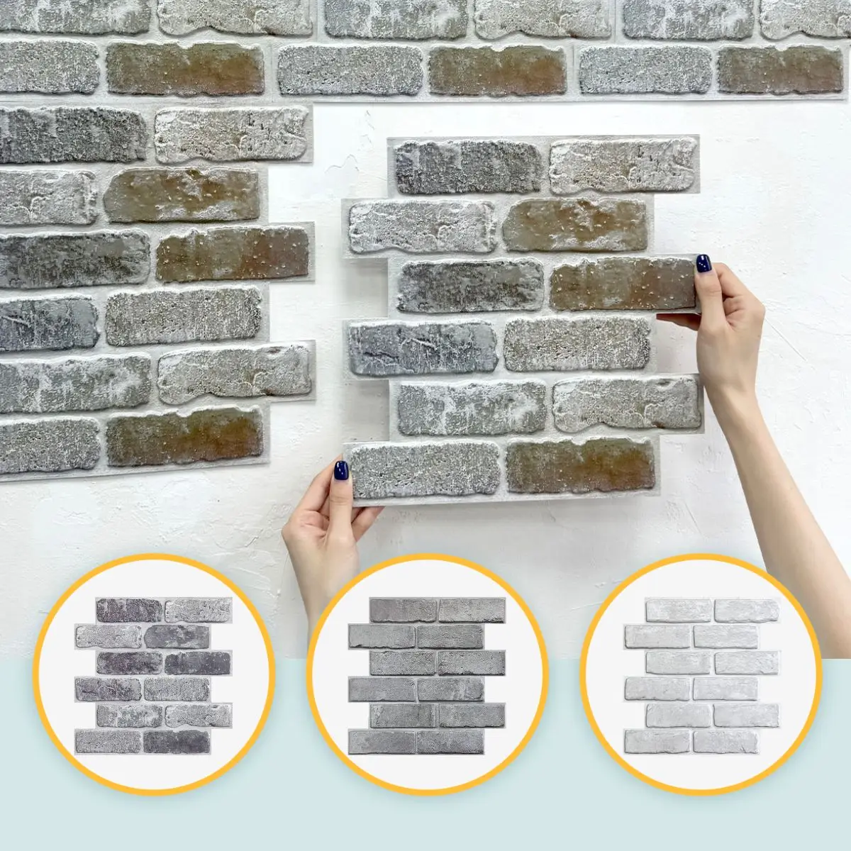 10Pcs 3D Faux Brick Peel and Stick Wall Panels, Self Adhesive Wall Stickers, Matt, Water and Mold Resistant Living Room Decor