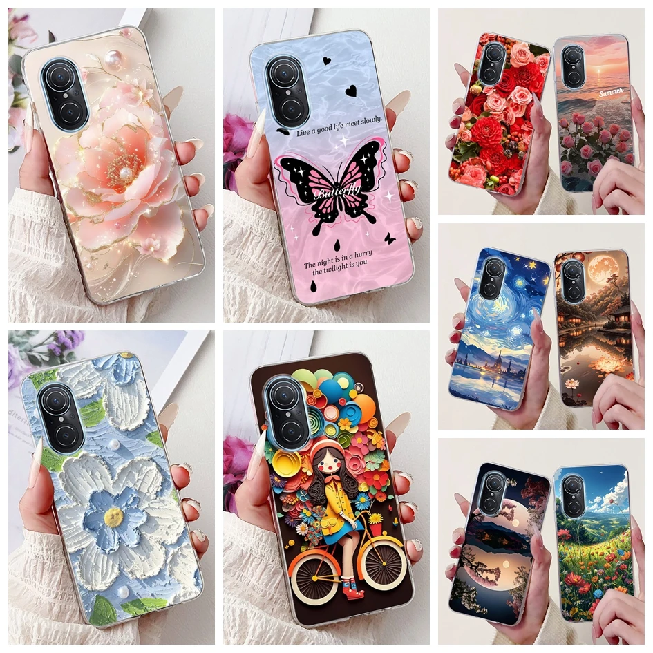 For Huawei Nova 9 SE Case JLN-LX1 JLN-LX3 Cover Popular Flower Butterfly Soft Clear Back Cover For Huawei Noa 9 Pro Nova9 Fundas