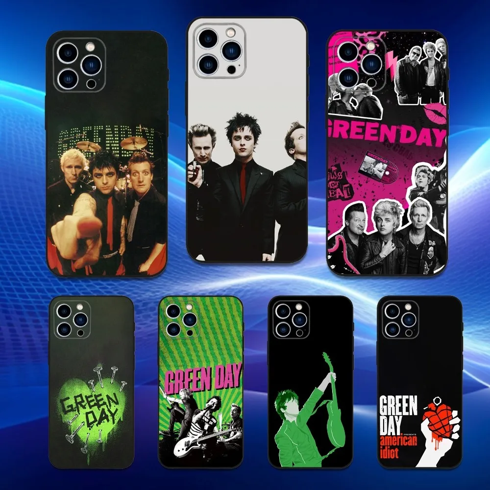 

G-Green D-Day-ES Band Phone Case For iPhone 16,15,14,13,12,11 Plus,Pro Max,XS,X,XR,SE,Mini,8,7,Soft Silicone Black Cover