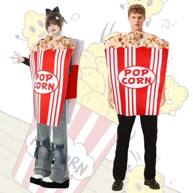 

Halloween Party Sponge Popcorn Cosplay Costume for Adult Men Women Stage Performance Jumpsuit Funny Show Role-play Parties