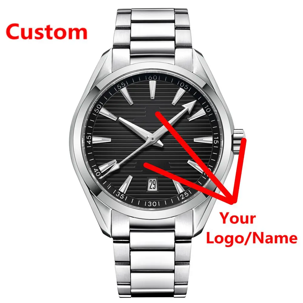 Logo personalizzato 41mm Orologio sportivo da uomo NH35 Automatico Relogio Masculino Orologio da polso meccanico Data Orologio da uomo con cinturino in acciaio zaffiro