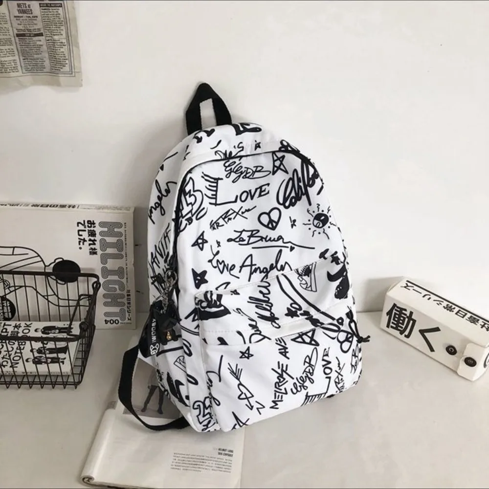 New Fashion Large Capacity Backpack Graffiti Trend Korean Style Bookbags Ultra-light Travel Knapsacks