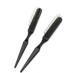 3 Row Hair Brush Metal Tips Rattail Teaser Brushes Wig Comb Rat Tail Detangling Men Salon Hair Styling Steel Needle Hairbrush