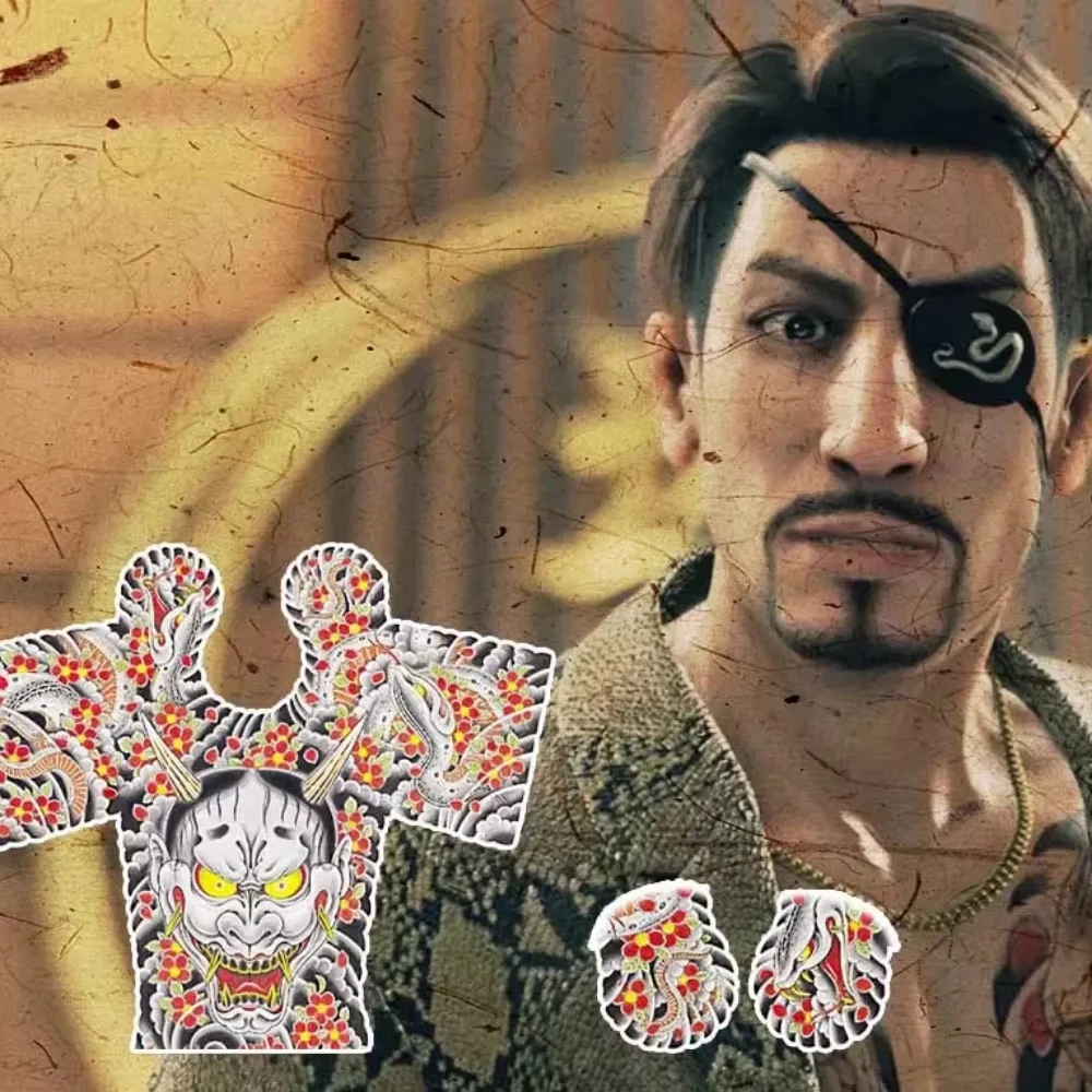 Goro Majima Yakuza autocollants de tatouage temporaire Costume de Cosplay réaliste imperméable pour les prix d'arcade