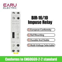 16A AC230V DC110V 24V Dual Voltage Impulse Relay Household Electric Pulse Control Relay Auto Control Relay for Lighting Circuit