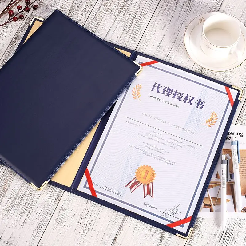 

A4 Conference Speech Agreement Signing Ceremony Folder Blue Red Wine