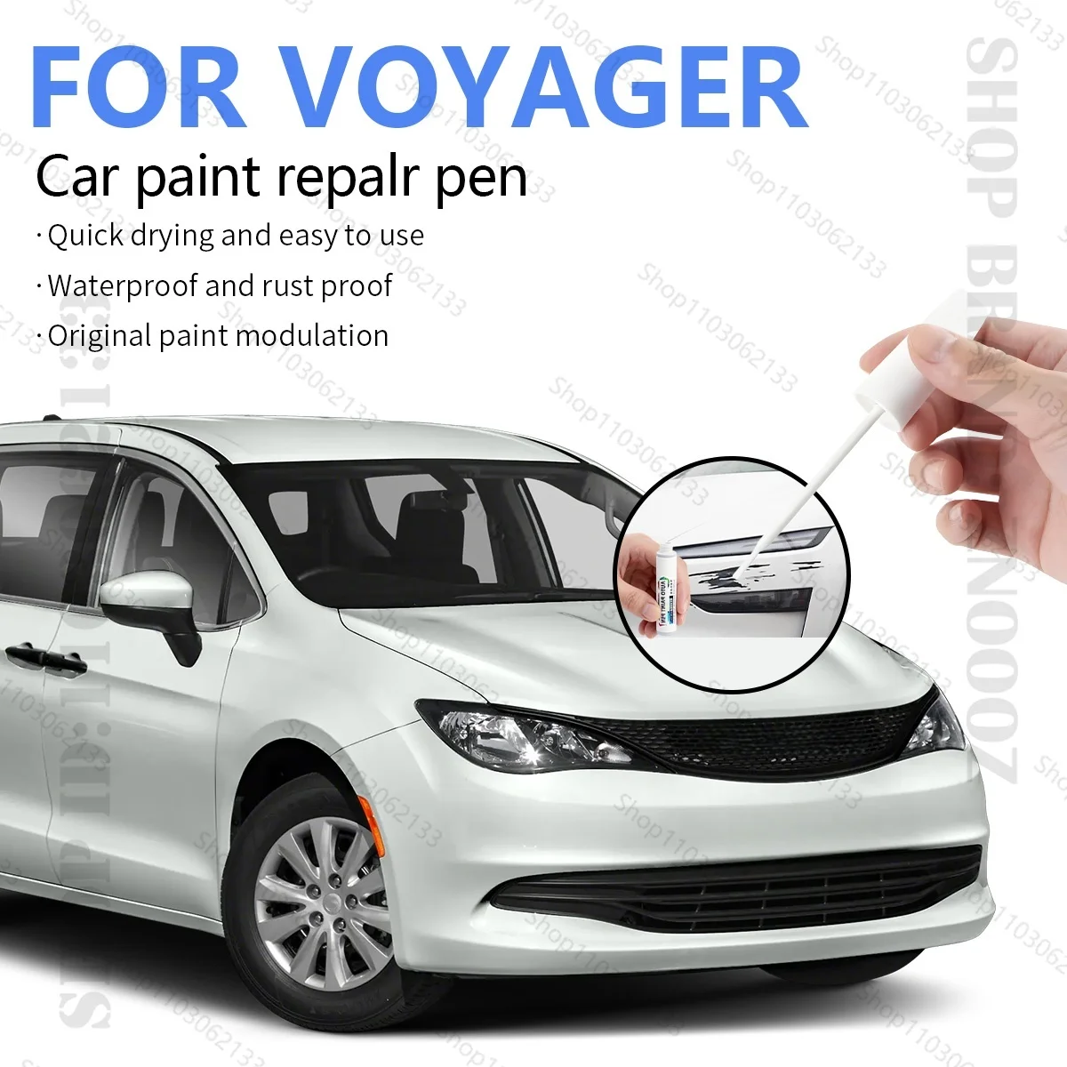Car Paint Repair Pen Paint Scratch Repair Accessories Sliver PSC White PW7 Black PXR Red PR6 For 1988-2025 Chrysler Voyager