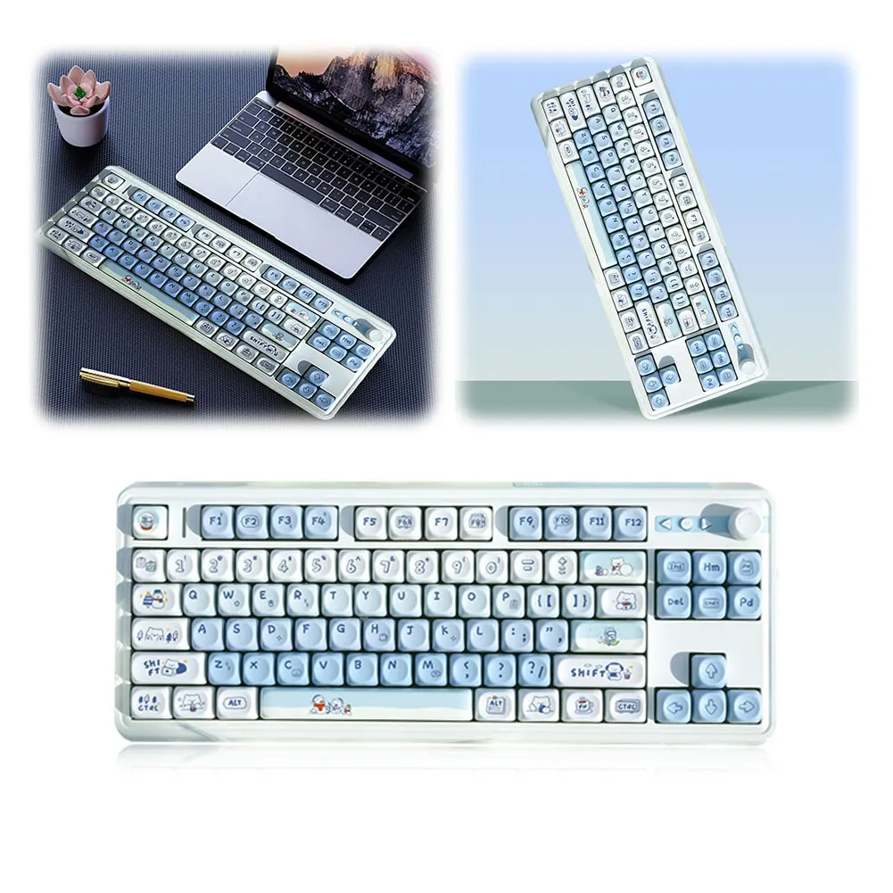 131 مفتاح الشتاء الدب PBT Keycap MOA الملف الشخصي التسامي Keycap لطيف MOA الشخصي كيكابس DIY بها بنفسك لوحة مفاتيح الألعاب الميكانيكية المخصصة