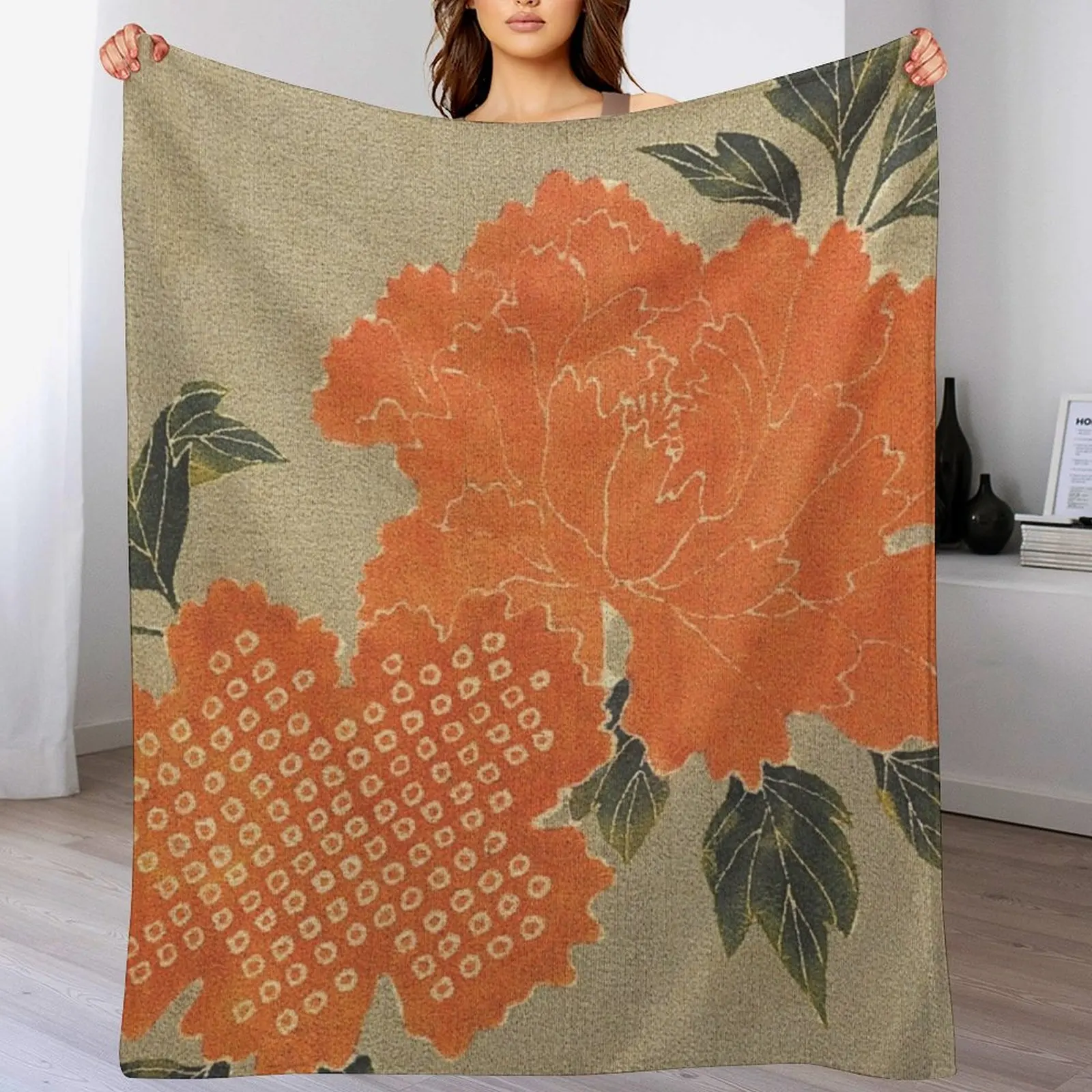 

Vintage Flower Japanese Throw Blanket Lightweight Cozy Blanket for Bed Sofa