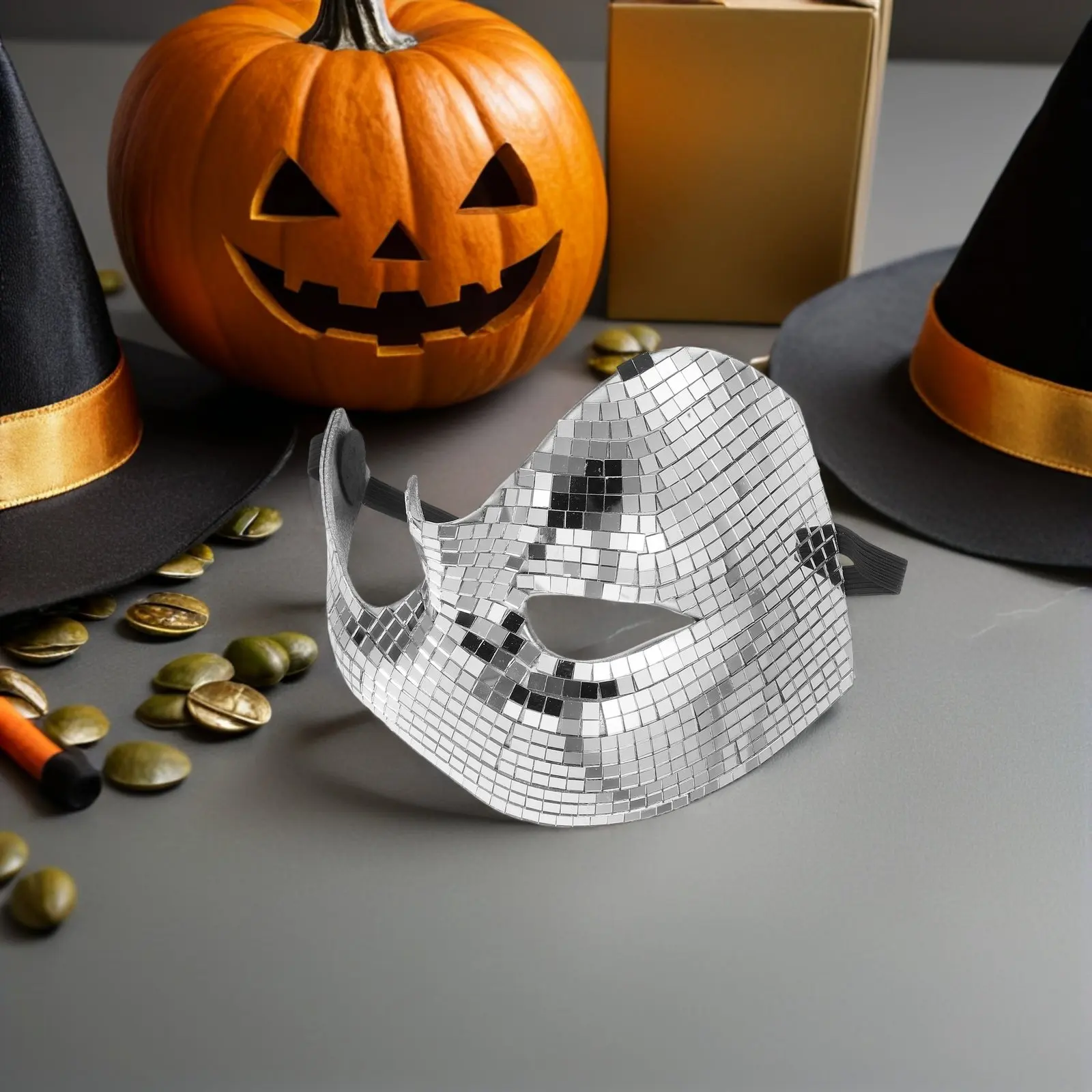 2Pcs Reflective Half Face Mirror Mask Disco Masquerade Mask Glitter Party Halloween Carnival Costume Party Face Masks