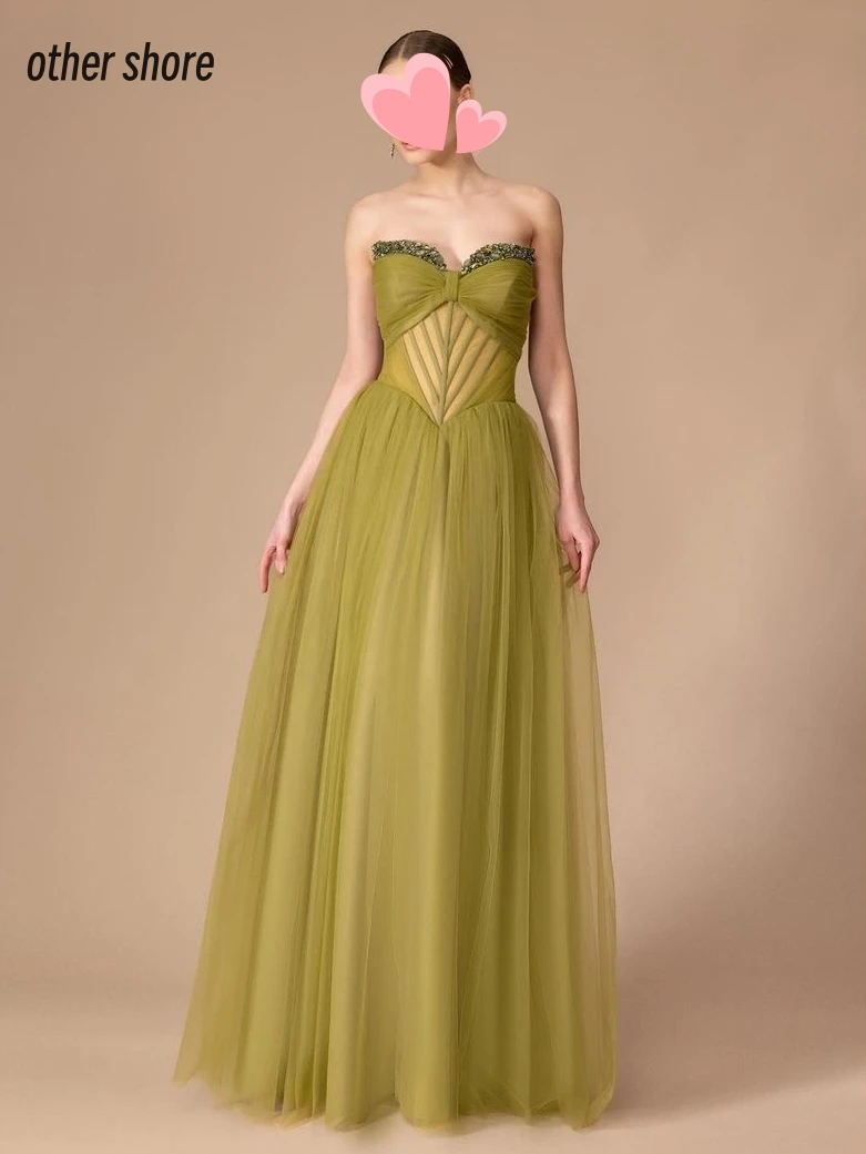 

Other Shore Elegant Vintage Sweet Green Beading Ruffle Summer A-Line Customize Formal Occasion Prom Dress Evening Party Gowns