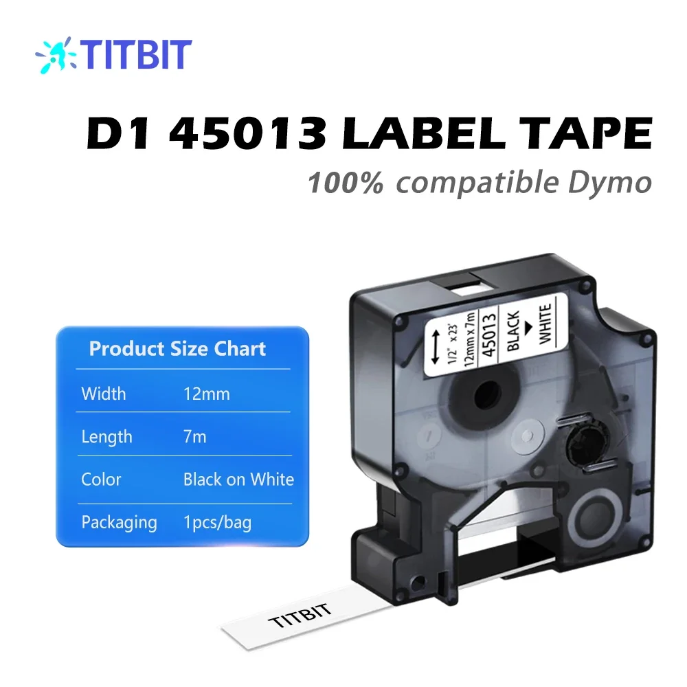 Compatible with D1 45013 45013s A45013 Label Tape D1 12 Mm Black on White Labels for Label Manager 160 280 210d 360D Labelpoint