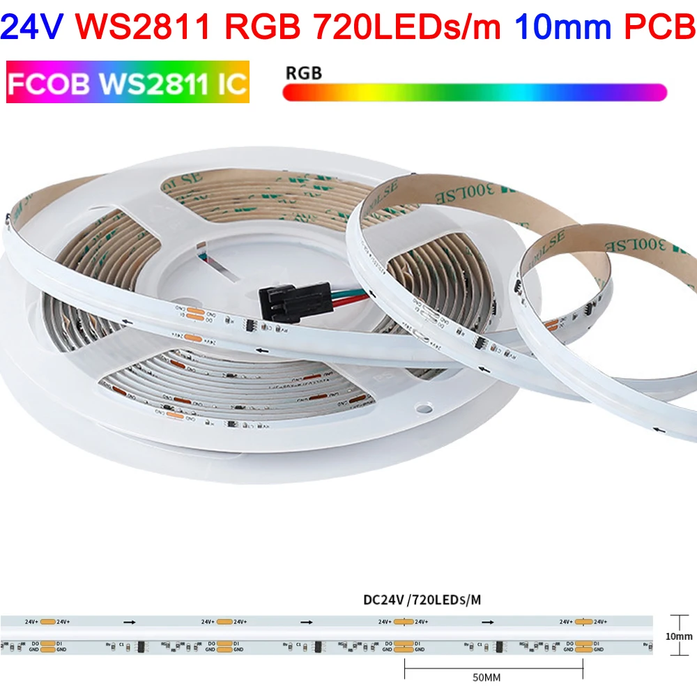 5 m SPI RGB RGBW RGBCCT COB LED-striplicht DC12V 24V 840 784 720 576 LEDs / M Flex FCOB LED-tape Licht dimbaar lineair linttape