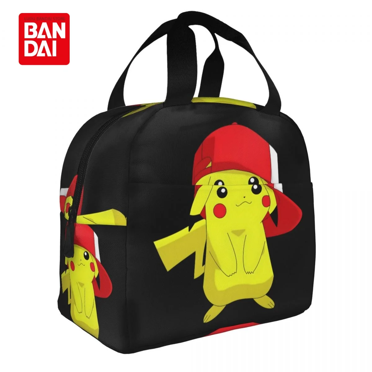 

Bandai японское аниме Pikachu сумка для обеда для школы, детский офис, Сумка с покемоном, портативный термальный Ланч-бокс, подарочная сумка