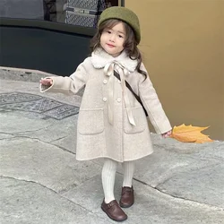 Girls Woolen Coat Overcoat Jacket Windbreak Outerwear 2024 Beautiful Thicken Winter Warm Snowsuits Christmas Gift Children's Clo