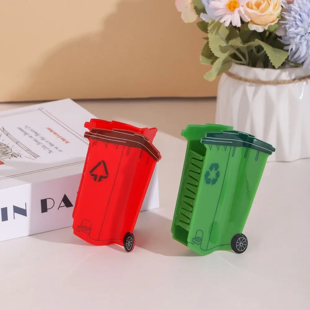 Novelty Trash Can Design Hair Claw Green Environmentally Friendly Garbage Can Hairpins Personality Funny Acrylic Shark Clip view 3