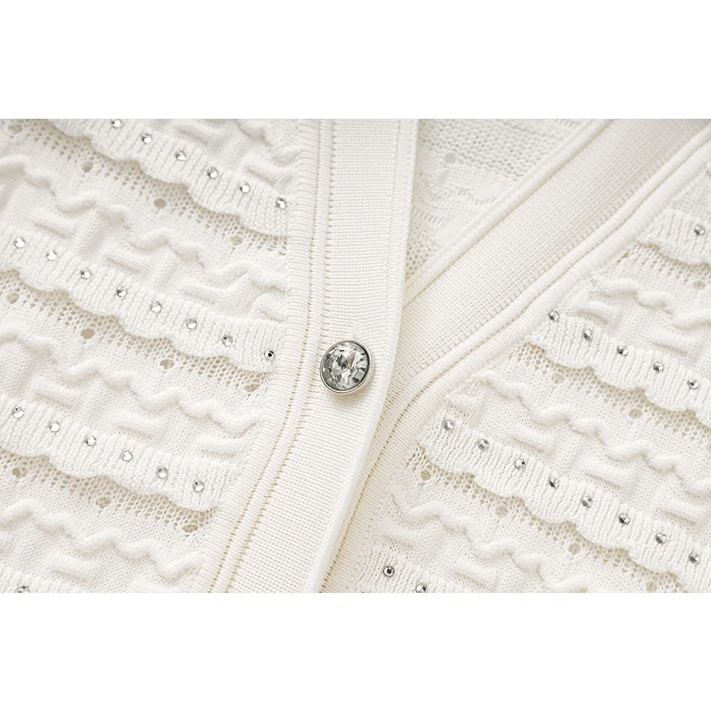 2025 new spring socialite light luxury fashion BlingBling dress knitted skirt