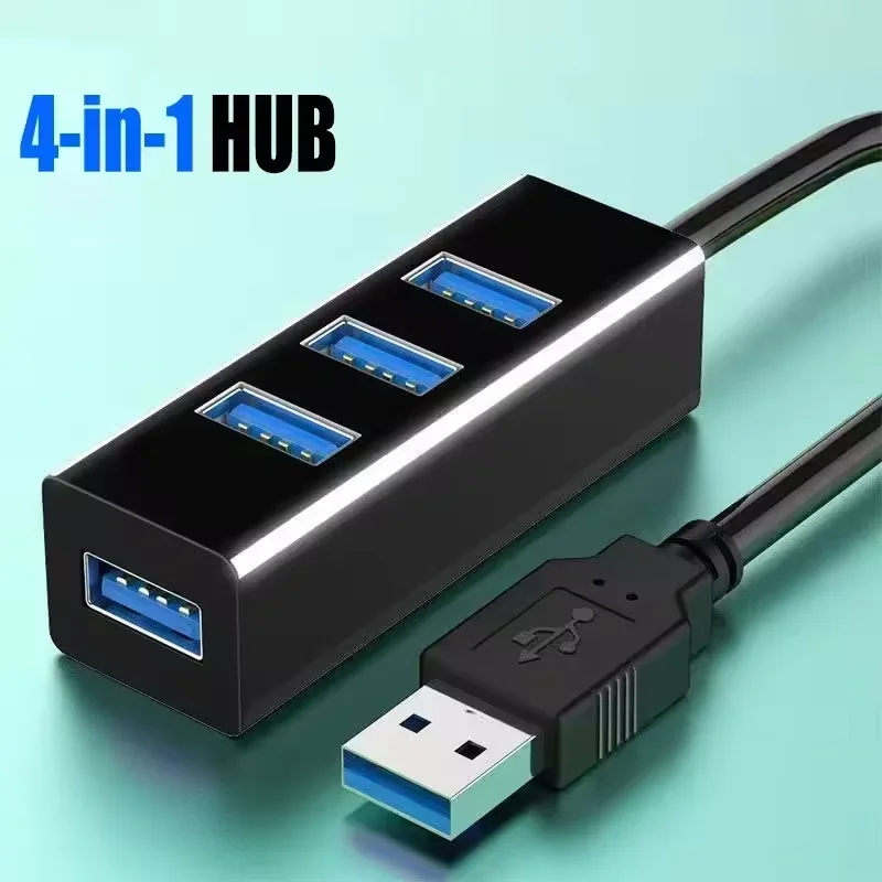 Tragbarer USB 3.0-Hub mit mehreren Anschlüssen, Hochgeschwindigkeits-USB-Kabelverteiler, USB-Splitter, Netzteil für PC-Computerzubehör