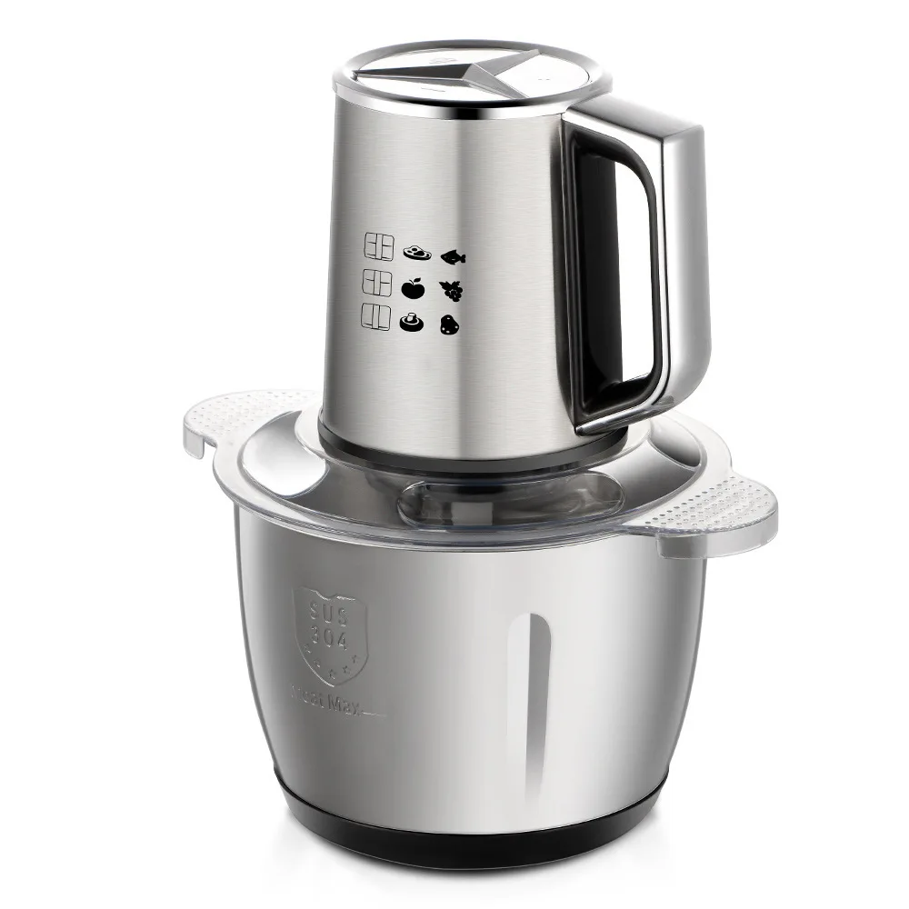 Portable Multifunctional 3L Stainless Steel Pounding Machine Electric Meat Chopper Vegetable Garlic Blender Mixer with Handle