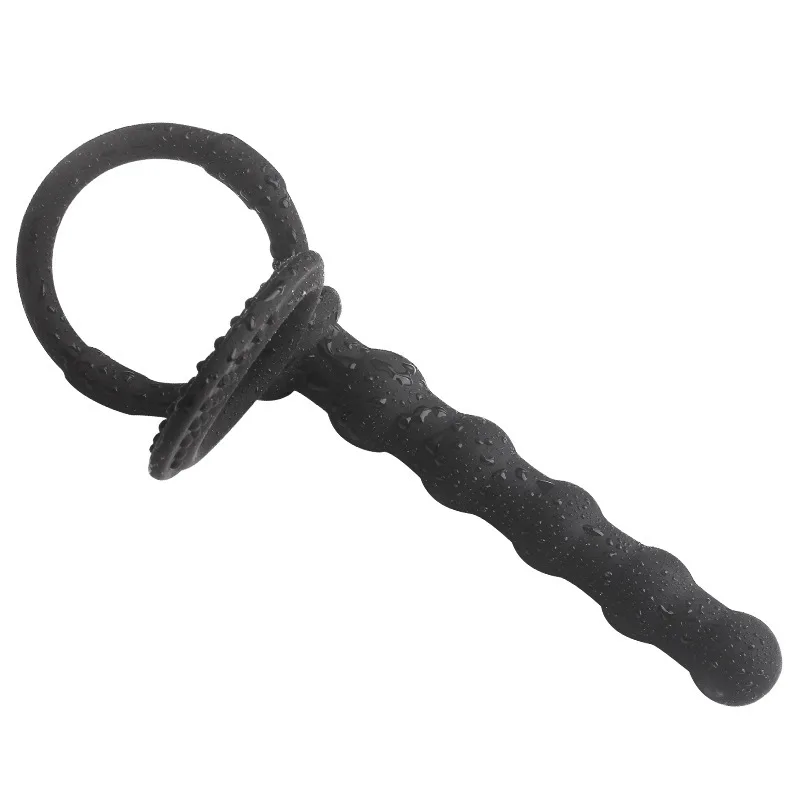 Silicone Double Penetration Dildo for Couples Dual Stimulation G-Spot Massager with Anal Beads And Cock Ring Adult Sex Toy - view 3
