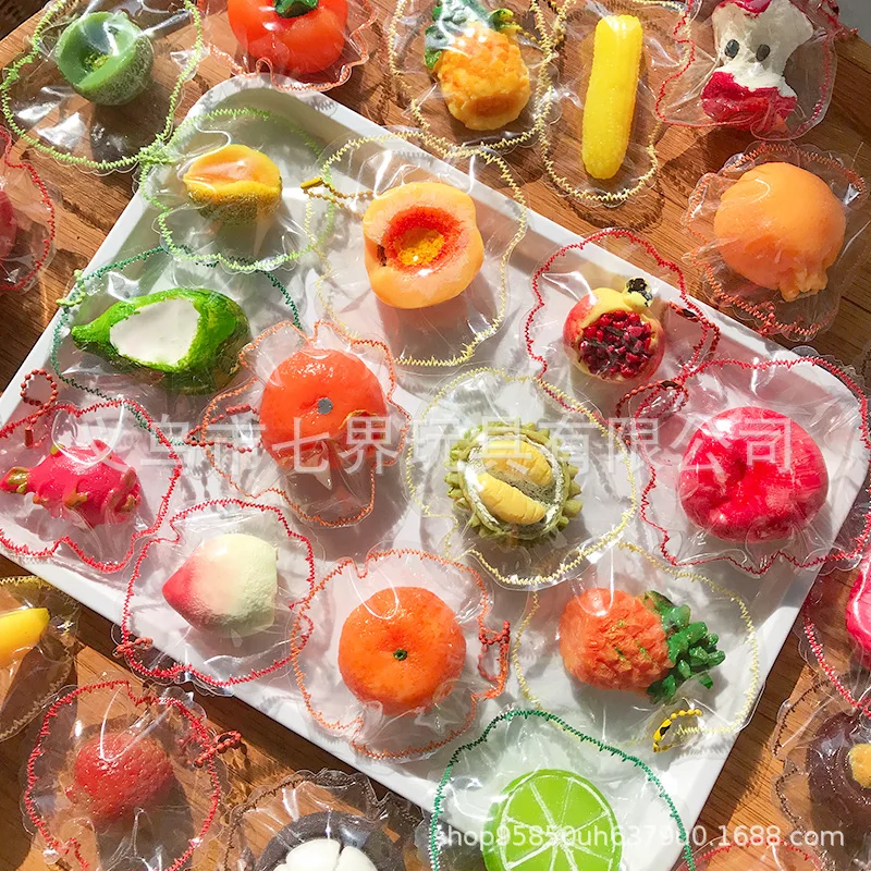 1/3/5pcs Taba Squshy Sute Soft Simulation Mini Healing Various Apple Banana Fruit Squeeze Cool Toy Sticky Bag Sensory Fun Gift