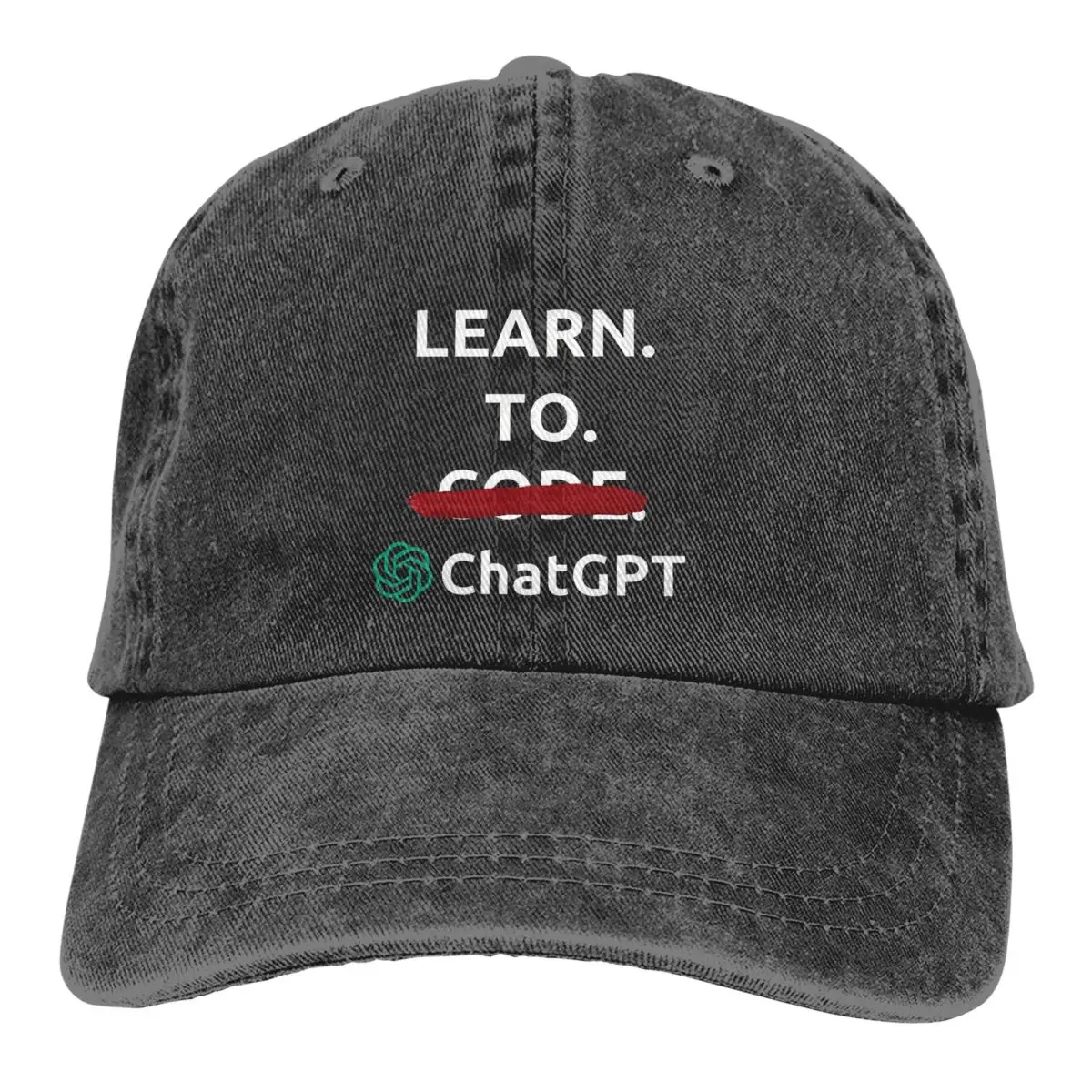 Washed Men's Baseball Cap Learn To Code Trucker Snapback Caps Dad Hat ChatGPT Golf Hats