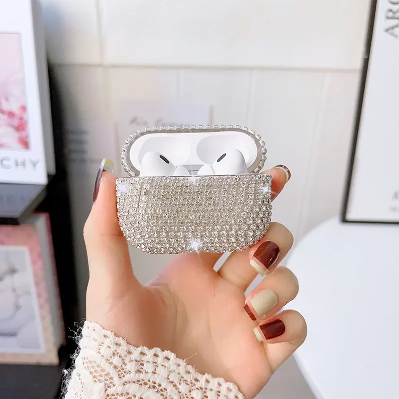 Luxury Earphone Case For AirPods Pro 2 Cute Case For AirPod Air Pods 4 Bling Diamond Hard Shell Protective Cover for AirPods Pro