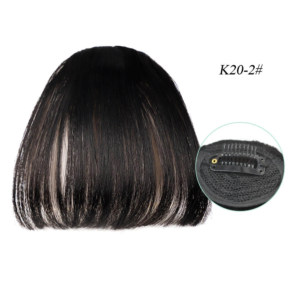 Neat Fringe Bangs Synthetic Hair Extensions Clip in Short Straight 3D Air Style Heat Resistant Hairpiece for Quick Hair Change